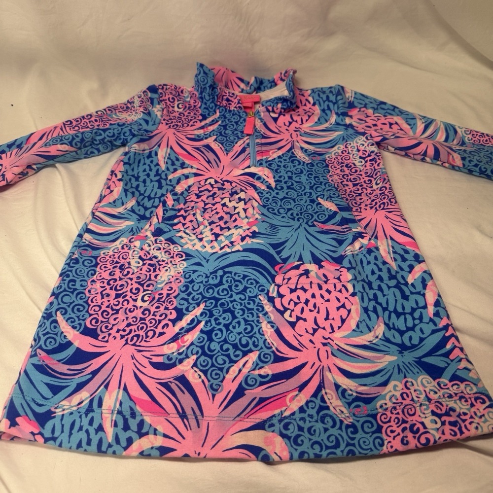 Lilly Pulitzer Girls Little Skipper Dress Ruffle Tropic Down Low 2-3T Swim Cover